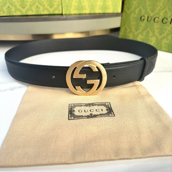 Gucci Interlocking Gold G Belt - Black new - Picture 3 of 6